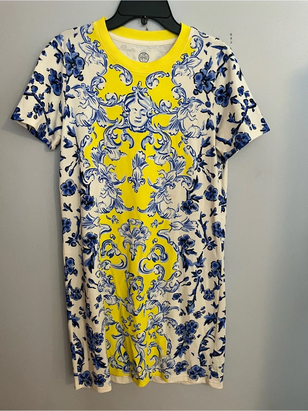 Tory Burch Yellow and Blue Floral Baroque Mini‎ Dress